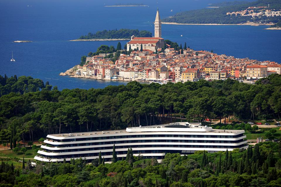 Lone docked in front of stunning Rovinj
