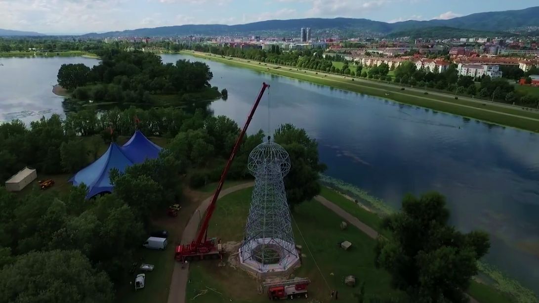 Tesla Tower replica at Jarun in Zagreb (photo: screenshot)