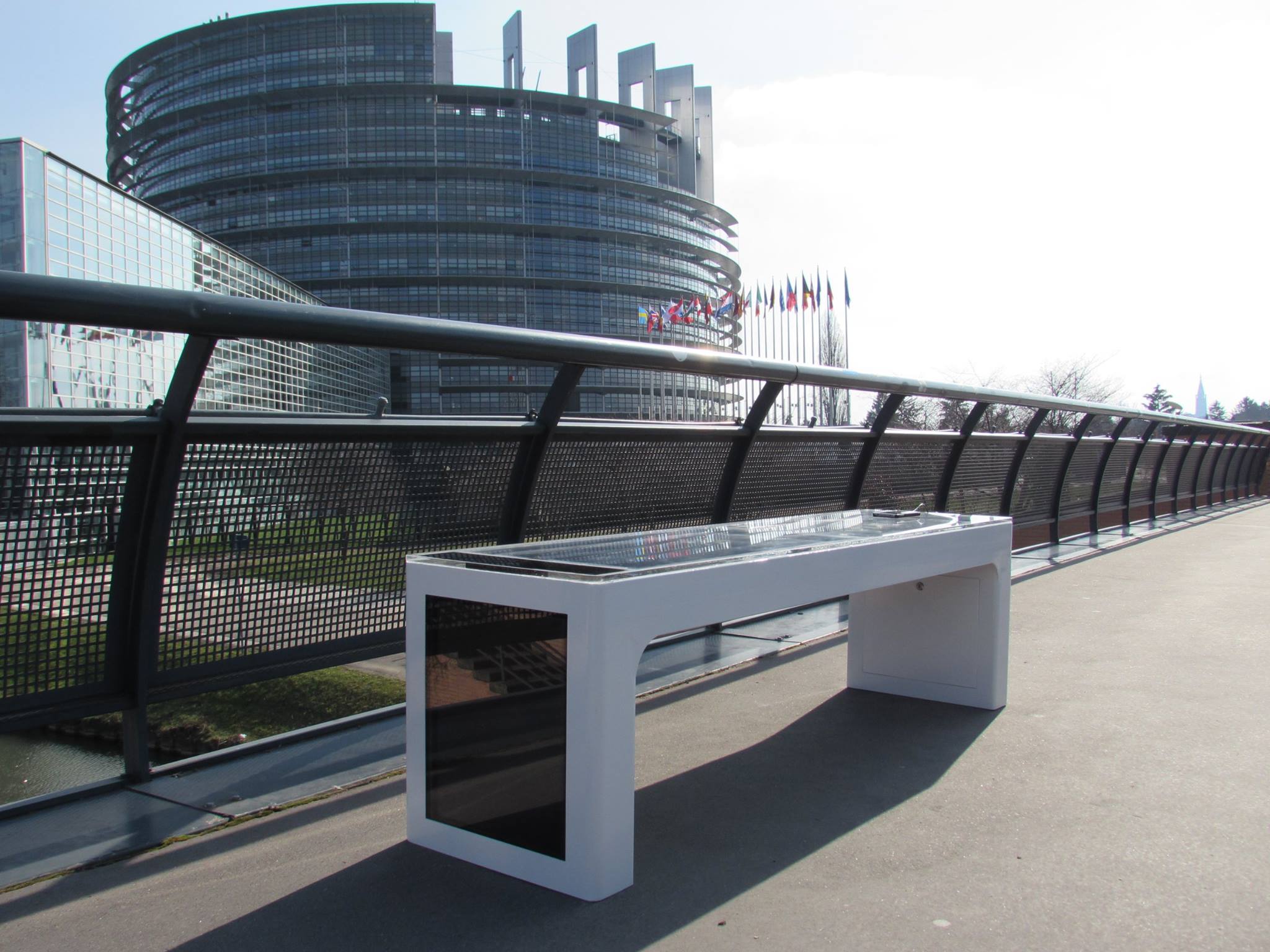 Bench in front of the European Parliament 