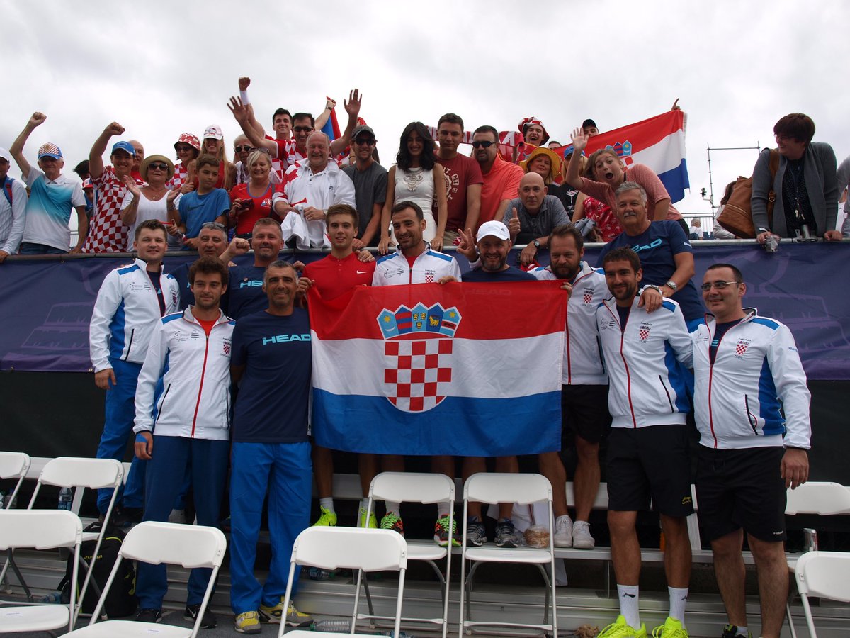Croatia celebrate Davis Cup win against USA on the weekend (photo: Davis Cup/Twitter)