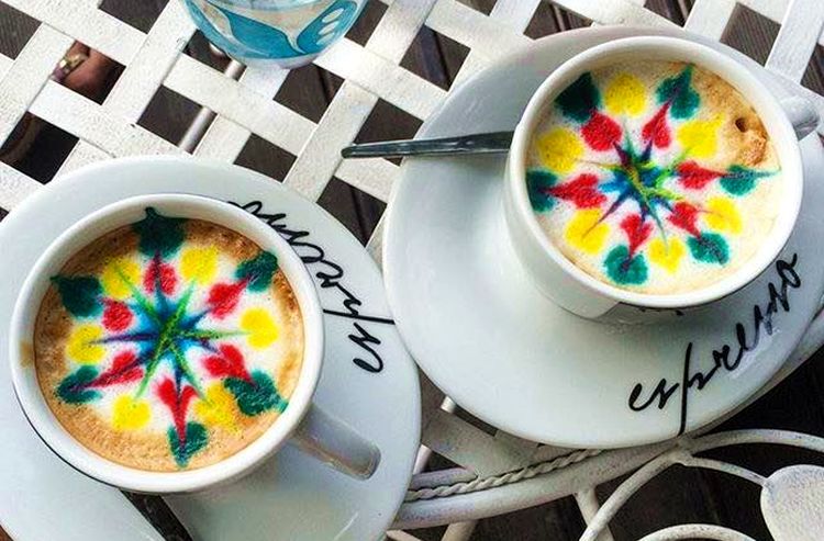 Multicoloured coffee at Cafe Sjedi 5 (photo credit: Sjedi 5)