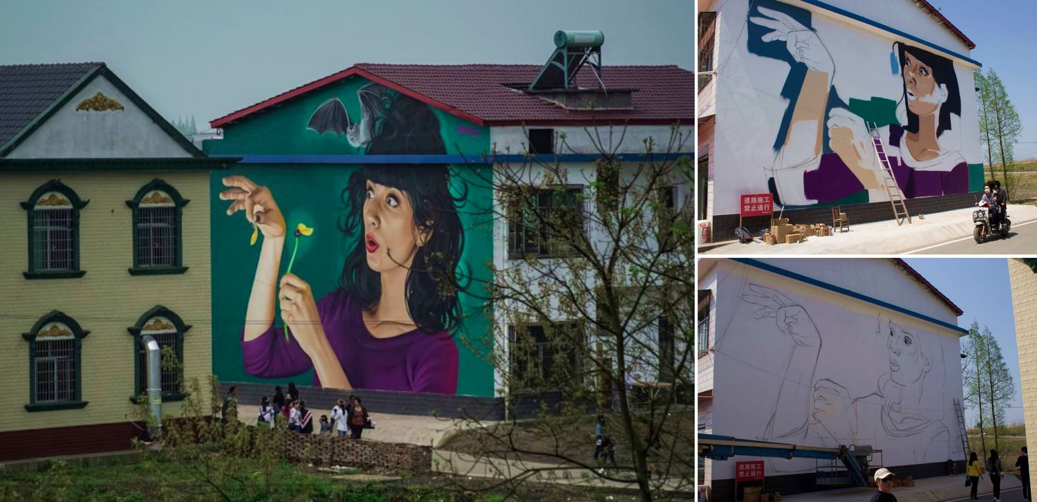 Croatian Street Artist Brightens Up China with Giant Mural