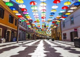 Thousands of Colorful Umbrellas Cover City of Čakovec