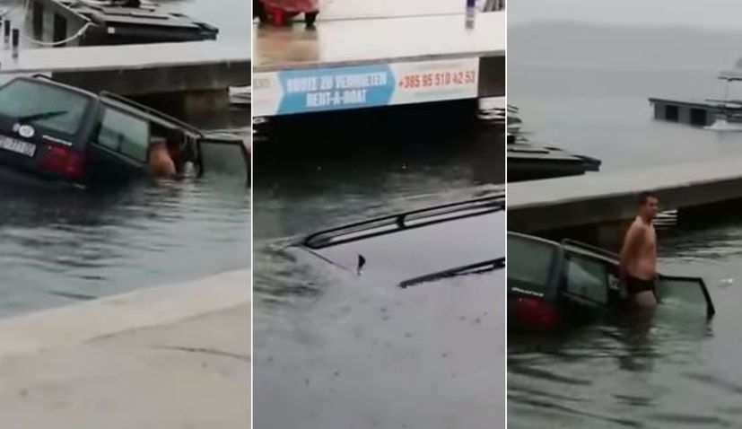 [VIDEO] Floods in Dalmatia: Heroics as Man Rescued from Sinking Car