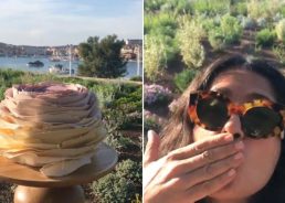 VIDEO: Salma Hayek celebrates 10 million Instagram followers with special flower cake in Rovinj
