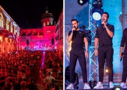 Opera pop trio Il Volo perform in front of Dubrovnik Cathedral