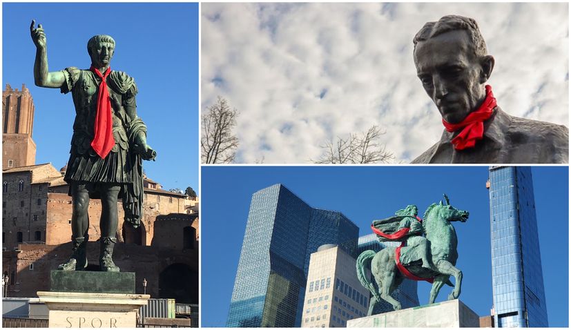 Croatian neckties placed on monuments around Europe & USA