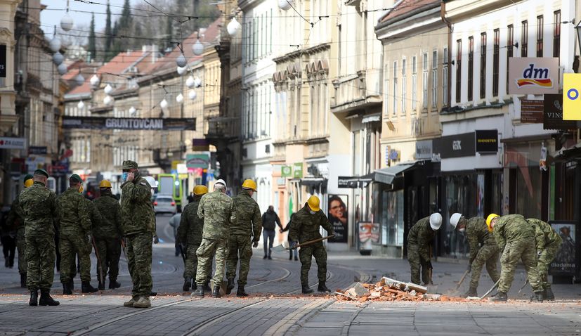 Croatian army clearing up Zagreb city centre of rubble after quakes as details of damage emerges