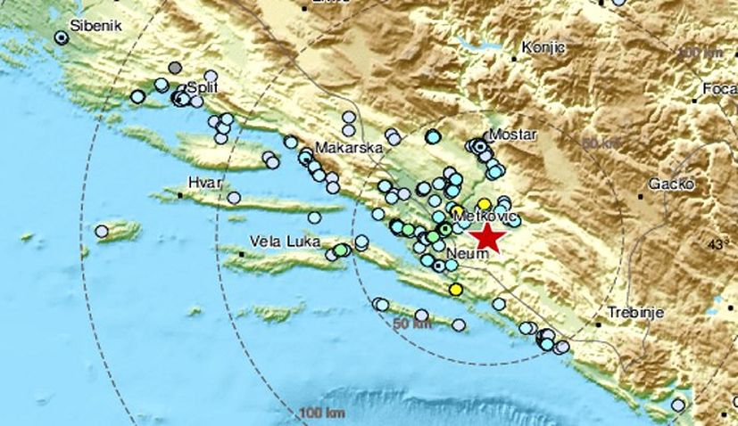 3.9-magnitude earthquake jolts Bosnia and Herzegovina, felt in Dalmatia