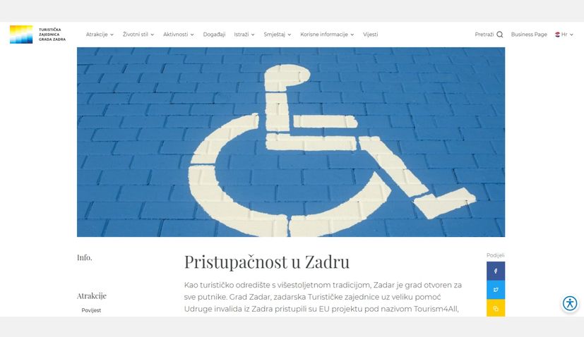 Zadar Tourist Board adapts website for persons with disabilities