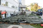 Croatian army sets up tents outside Zagreb University Hospital centre