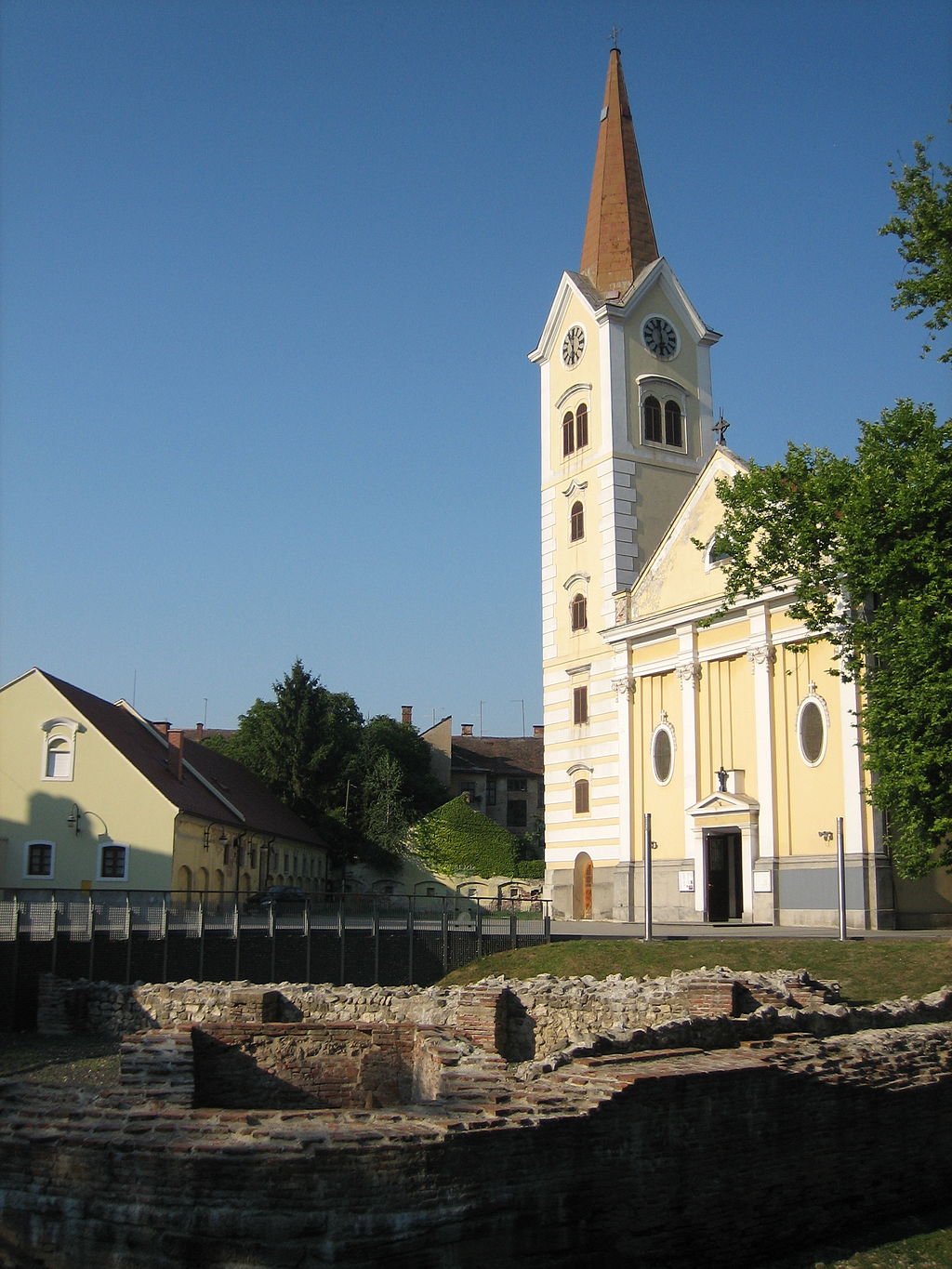 Sisak Holy cross church bell tower cap removed