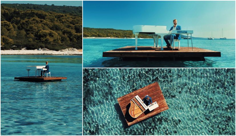 VIDEO: Croatian pianist plays floating in stunning Sakarun bay