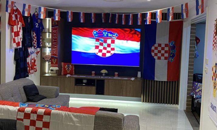 Passionate Croatia fans in Australia set up epic TV room for Euros in the family home