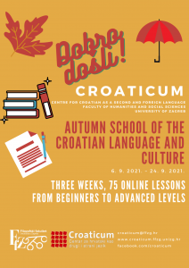 Croaticum autumn school of Croatian language and culture online  