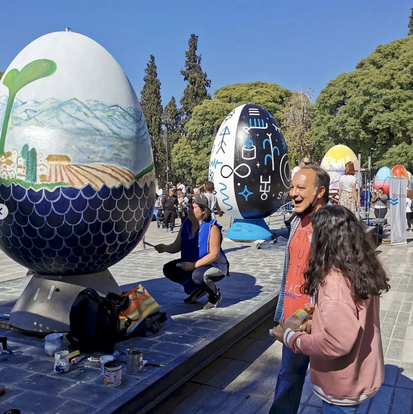 Large Croatian Easter eggs set up in Argentinian city of Mendoza