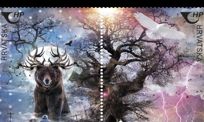 The Tree of the World – an old Croatian myth about the structure of the universe – on Europe stamp series
