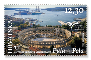 Pula Arena postage stamp named most beautiful in Mediterranean