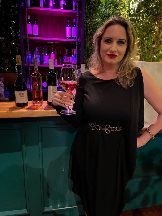 Ms. Renee Pea, Consul General of the Republic of Croatia in Los Angeles, raising a glass of Croatian wine at the iconic Tatel Restaurant in Beverly Hills.