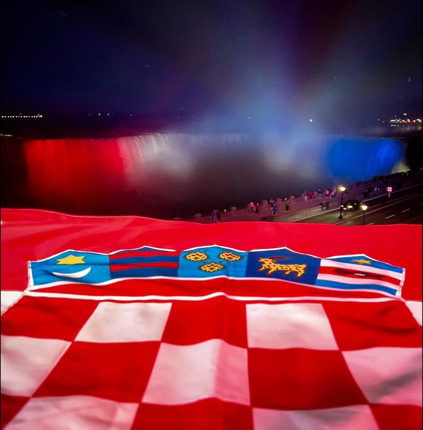 Niagara Falls was illuminated in red, white and blue to commemorate Croatian Statehood Day