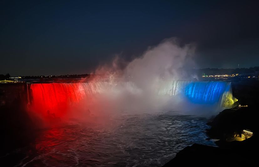 Niagara Falls was illuminated in red, white and blue to commemorate Croatian Statehood Day