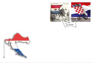 Commemorative stamps combining first official tricolour and modern Croatian flag released