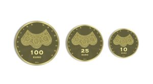 Croatian lace on new gold collector euro coins