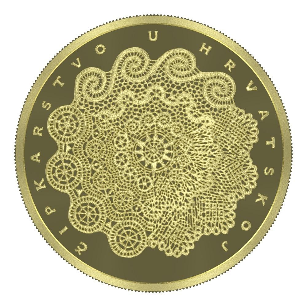 Croatian lace on new gold collector euro coins 