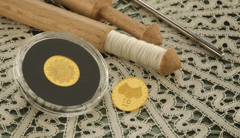Croatian lace on new gold collector euro coins