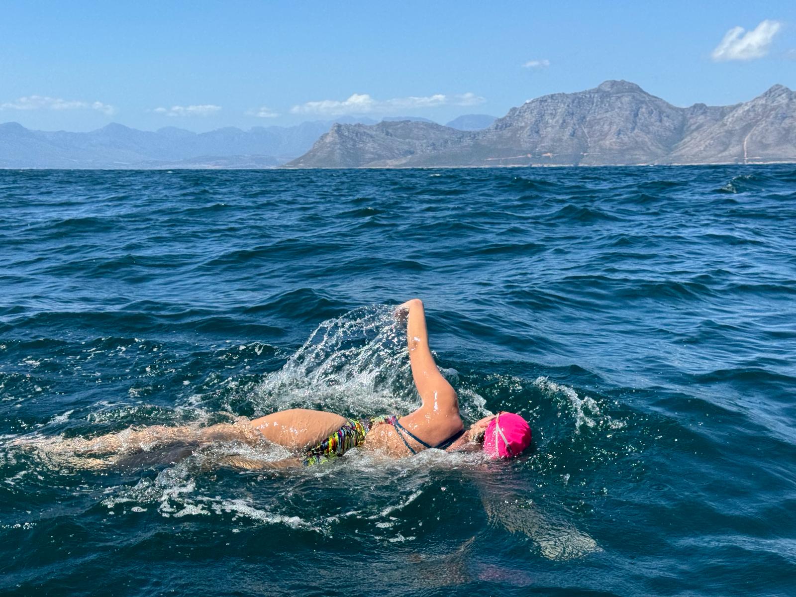 Dina has swam across False Bay in South Africa