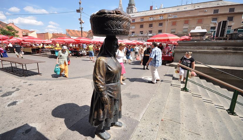 Zagreb's Beloved Kumica Barica Statue at Dolac Market