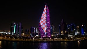 New Burj Al Mana in Doha lights up in Croatian colours