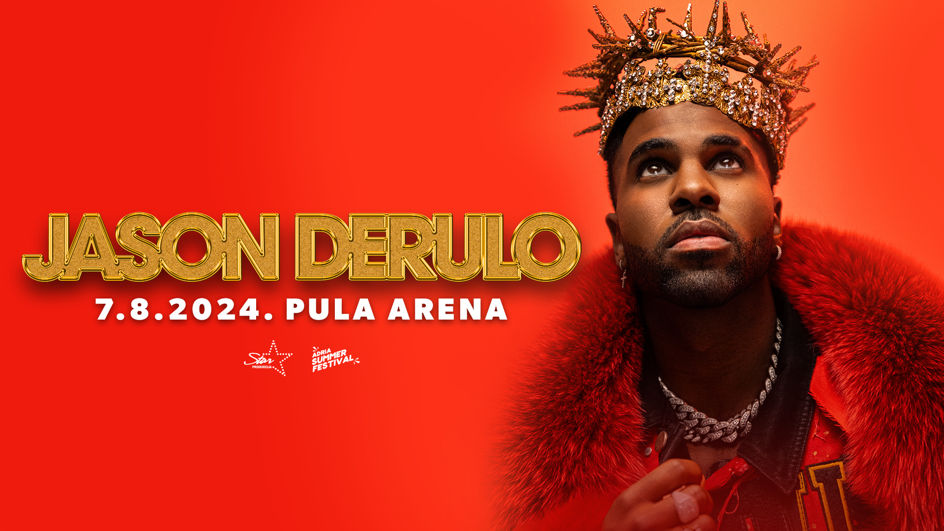 American singer-songwriter Jason Derulo will perform this summer at the Pula Arena in Croatia. 