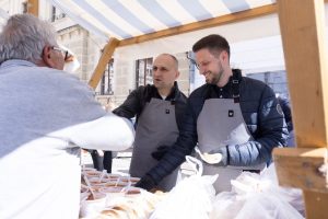 handouts of about 2,000 portions of fish in Osijjek