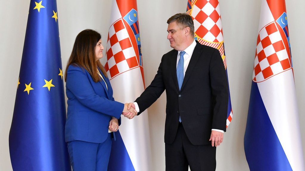 
Croatian President Zoran Milanović and Palestinian Minister of Foreign Affairs and Expatriates, Varsen Aghabekian