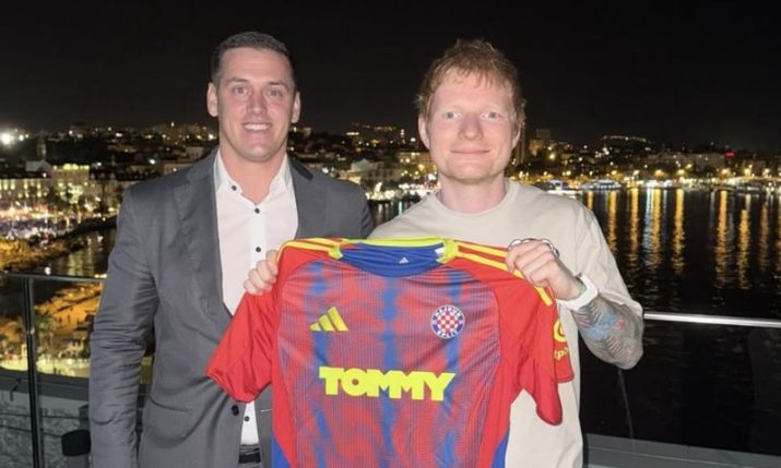 Ed Sheeran takes home Hajduk Split shirt from Croatia