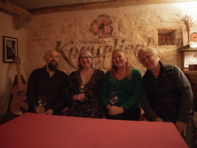 Kapusta, Prom, Marovac, and Olivier Ertzbischoff (husband of Marovac  and co-owner of Domaine Koquelicot) 