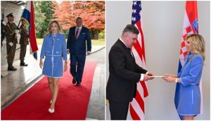 Nicole McGraw and Croatian President Zoran Milanovic in Zagreb